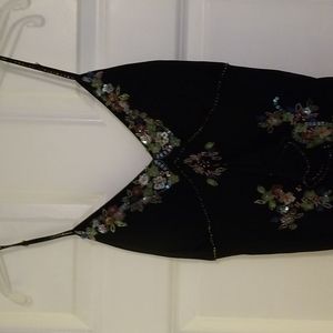 Black, Sz 10, Evening dress w/spaghetti straps and a vneck front and back